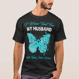 Camiseta Borboleta Eu Visto Teal Para Meu Marido Polcístico