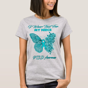 Camiseta Borboleta Eu Visto Teal Para Minha Consciência sob