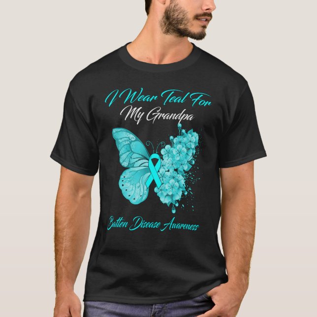 Camiseta Borboleta Eu Visto Teal Para O Meu Avô Batten Dise (Frente)