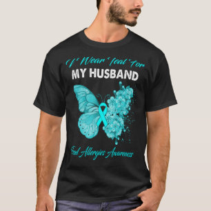 Camiseta Borboleta Eu Visto Teal Para O Meu Marido Comida A