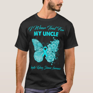 Camiseta Borboleta Eu Visto Teal Para O Meu Tio Policístico
