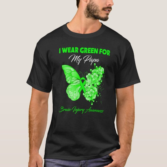 Camiseta Borboleta Eu Visto Verde Para Meu Papá Ferido (Frente)
