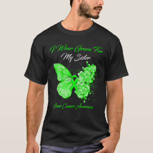 Camiseta Borboleta Eu Visto Verde Para Minha Câncer de figa