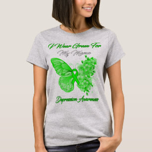 Camiseta Borboleta Eu Visto Verde Para Minha Depressão Mamã