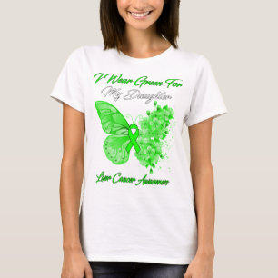 Camiseta Borboleta Eu Visto Verde Para Minha Filha De Fígad