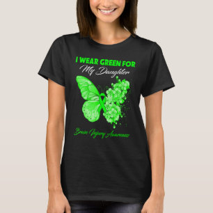 Camiseta Borboleta Eu Visto Verde Para Minha Lesão Cerebral