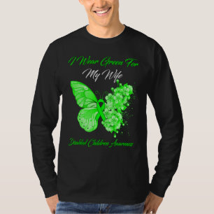 Camiseta Borboleta Eu Visto Verde Para Minha Mulher Criança