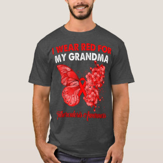 Camiseta Borboleta Eu Visto Vermelho Para Minha Avó Tubercu
