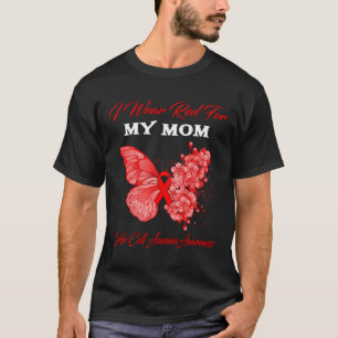 Camiseta Borboleta Eu Visto Vermelho Para Minha Mãe Anemia 