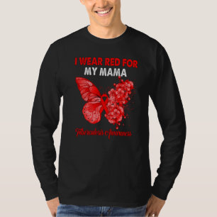 Camiseta Borboleta Eu Visto Vermelho Para Minha Mãe Tubercu