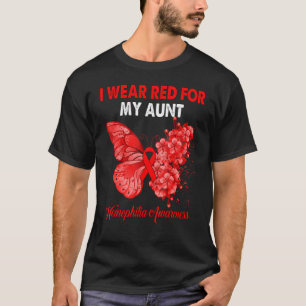 Camiseta Borboleta Eu Visto Vermelho Para Minha Tia Hemofil