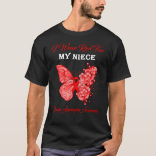 Camiseta Borboleta Eu Visto Vermelho Para O Meu Aneurismo D