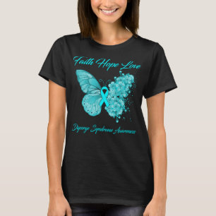 Camiseta Borboleta Faith Hope Love Digeorge Síndrome