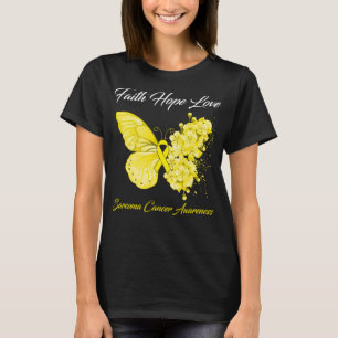 Camiseta Borboleta Fé Esperança Ama a Consciência do Cancer