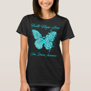 Camiseta Borboleta Fé Esperança Ama Consciência da Doen