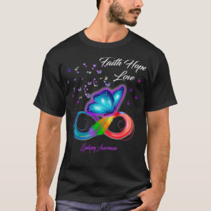 Camiseta Borboleta Fé Esperança Ama Consciência da Epile