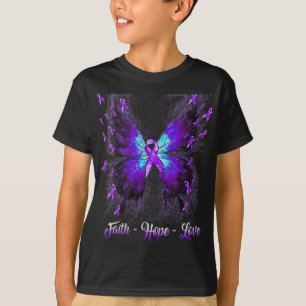Camiseta Borboleta Fé Esperança Ama Fibromialgia Consciênci