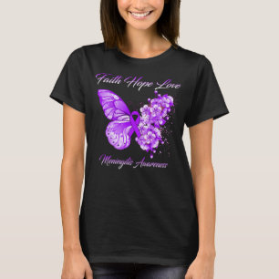Camiseta Borboleta Fé Esperança Ama Meningite Consciência