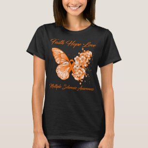 Camiseta Borboleta Fé Esperança Ama Múltipla Esclerose