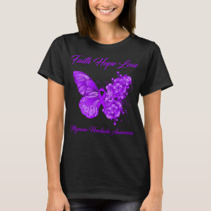 Camiseta Borboleta Fé Esperança Amor Enxaqueca Cefaleia