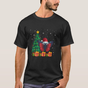 Camiseta Borboleta Feia Santa Hat Noite Luzes de Árvore de