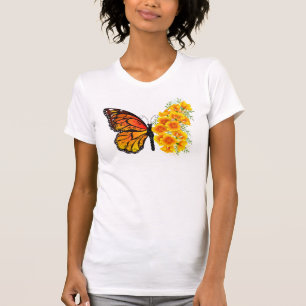 Camiseta Borboleta Flor com Papagaio Amarelo da Califórnia