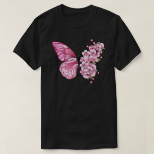 Camiseta Borboleta Flor com Sakura Rosa