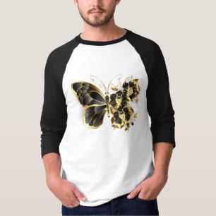 Camiseta Borboleta Flor de Ouro com Orquídea Preta