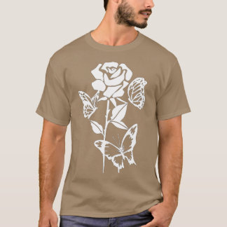 Camiseta Borboleta Flor de Rosa vermelha solteiro