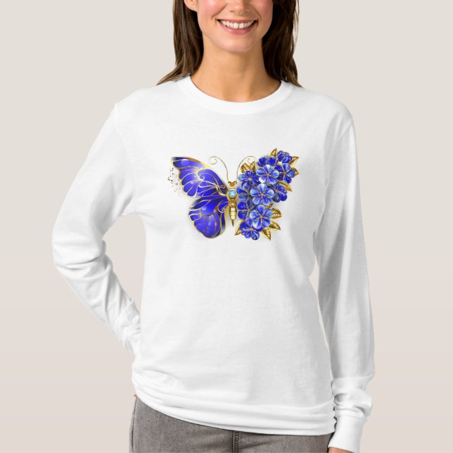 Camiseta Borboleta Flor Sapphire (Frente)
