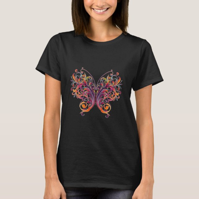 Camiseta Borboleta Floral abstrato (Frente)