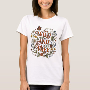 Camiseta Borboleta Floral Boho Selvagem e Livre