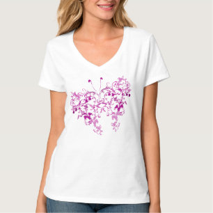 Camiseta Borboleta floral cor-de-rosa