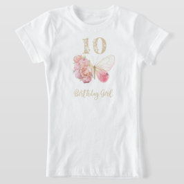Camiseta Borboleta floral tema 10º Aniversário