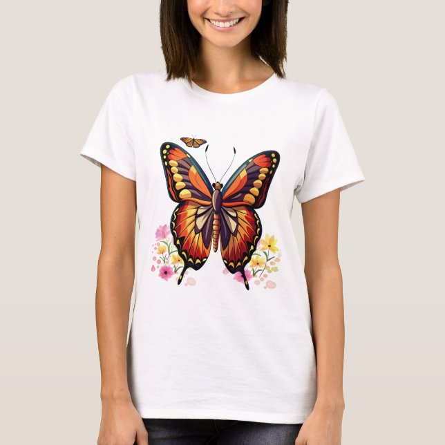 Camiseta Borboleta, flores (Frente)