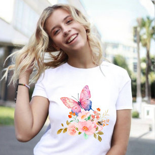 Camiseta Borboleta & Flores Natureza