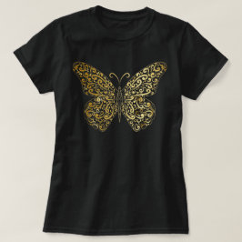 Camiseta Borboleta Flourish Dourada Elegante