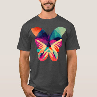 Camiseta Borboleta fractal abstrato isométrica em risógrafo