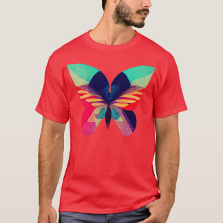 Camiseta Borboleta fractal abstrato isométrica em risógrafo