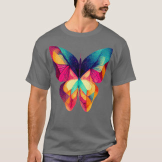 Camiseta Borboleta fractal abstrato isométrica em risógrafo