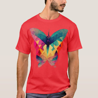 Camiseta Borboleta fractal abstrato isométrica em risógrafo