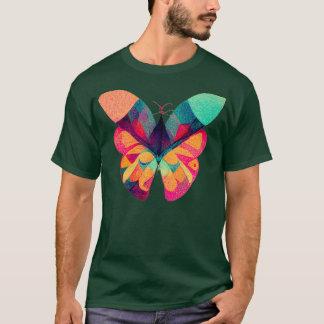Camiseta Borboleta fractal abstrato isométrica em risógrafo