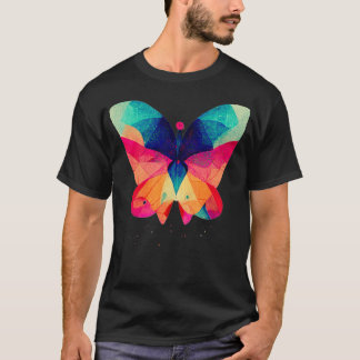Camiseta Borboleta fractal abstrato isométrica em risógrafo