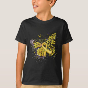 Camiseta Borboleta Gotejante Fita Amarela Câncer Infantil