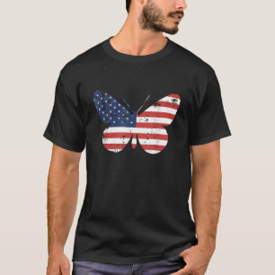 Camiseta Borboleta Graciosa modelou Bandeira Americana no d