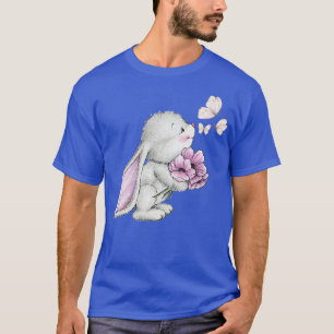 Camiseta Borboleta gráfica de coelho de porco, flores 