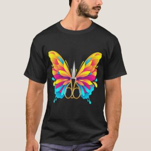 Camiseta Borboleta Insetada Tesoura-Voadora Estilo Barber H