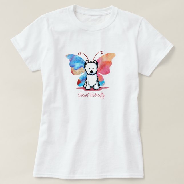 Camiseta Borboleta KiniArt Westie (Frente do Design)
