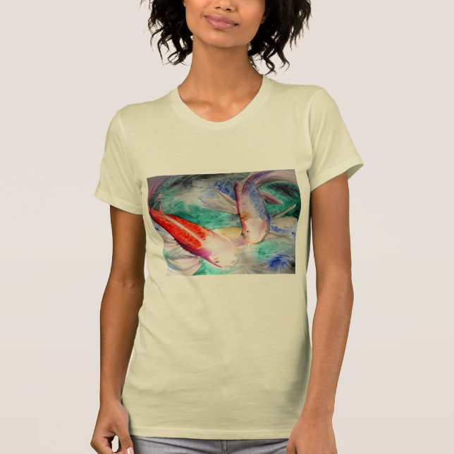 Camiseta Borboleta Koi aquarela Japonês Peixe Art (Frente)