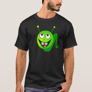 Camiseta Borboleta Lagarta Verde Com Aparelho Dentário
